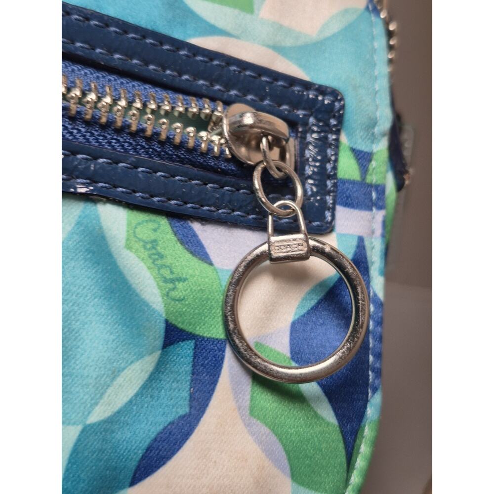 💥 Vintage COACH Poppy Kaleidoscope Small Shoulder Bag Teal Blue Geometric Y2K - Picture 13 of 15
